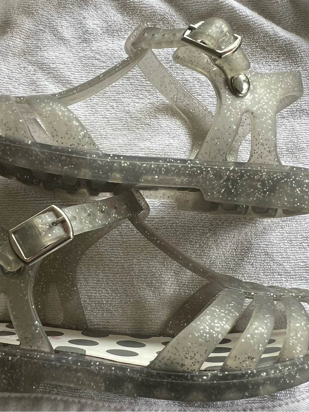 Zara Baby Silver Clear Glitter Jelly Sandals Sz 4-4.5